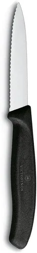 Miniatura 3 de Victorinox Cuchillo de pelar clásico suizo de 3.25 pulgadas con borde dentado, punta de lanza, negro