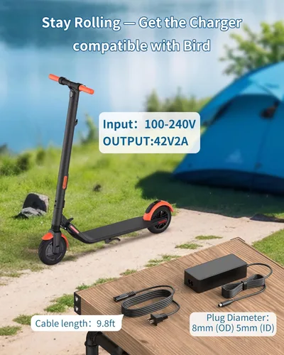 Miniatura 5 de VHBW Cargador de 42V 2A para batería de scooter de iones de litio de 36V, enchufe DC ID de 0.315 in OD 0.197 in, para Bird Air/Flex/One, Xiaomi