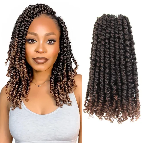 Miniatura 29 de Pelo Passion Twist de 8 pulgadas, trenzas de ganchillo pretrenzadas, paquetes de 8 paquetes (1B/negro natural)