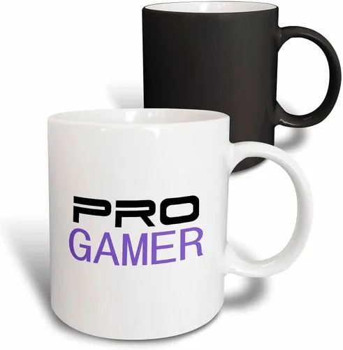 Miniatura 13 de 3dRose mug_151243_4 "Pro gamer - awesome gaming job or hobby and proud of it - computer pro-gamer in black and purple" Taza, 11 oz, Negro
