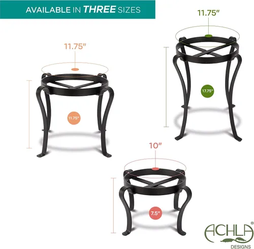 Miniatura 6 de Achla Designs Soporte para macetas de patio, 8 pulgadas de alto, color negro