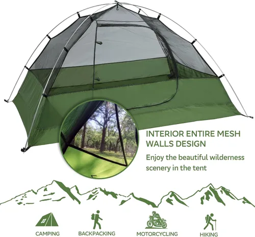 Miniatura 7 de Clostnature Tienda de Campaña Ligera para Mochileros – Tienda de campaña ultraligera para mochileros de 1/2/3/4 personas, tienda de campaña Verde
