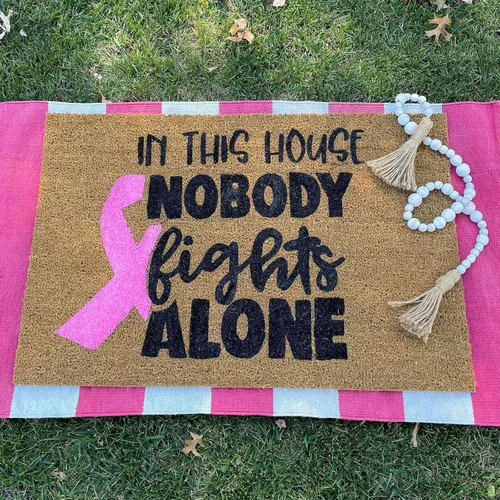 Miniatura 4 de Felpudos de 24 x 16 pulgadas, diseño de cinta rosa para concientización sobre el cáncer de mama, para mujeres, jóvenes, niñas, regalos