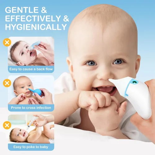 Miniatura 7 de Easy@Home Aspirador nasal eléctrico para bebé con luz nocturna LED, 3 niveles de succión ajustables y recargable por USB - ENA102