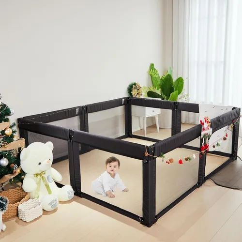 Miniatura 6 de Doradotey - Corralito plegable ajustable para bebés y niños pequeños, corralito de juego grande para bebés y niños pequeños (negro)