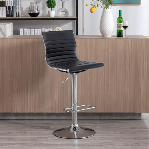 Miniatura 2 de chairus Juego de 2 taburetes de bar giratorios modernos, taburetes de bar ajustables con altura de mostrador, taburetes de piel sintética sin brazos