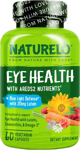 NATURELO Vitaminas para los Ojos - Fórmula AREDS 2 Nutrientes con Luteína, Zeaxantina, Vitamina C, E, Zinc, más DHA - Suplemento para Ojos Secos,