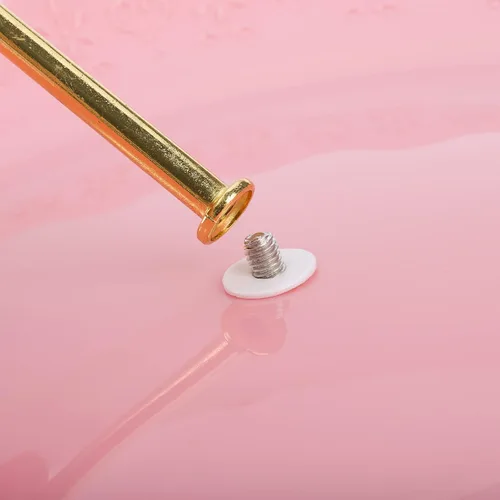 Miniatura 7 de Tosnail Paquete de 3 bandejas de plástico rosa para cupcakes de 3 niveles, soporte para postres con barra dorada de 3 estilos, bandejas de servir