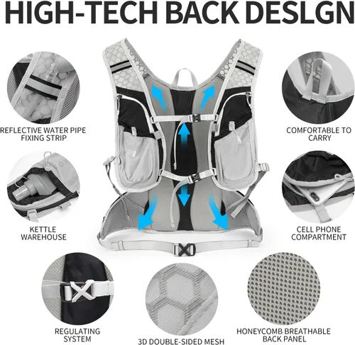Miniatura 3 de IX INOXTO Hydration Pack Backpack, Lightweight Water Backpack with 2L Hydration Bladder Daypack for Men Women,Running Hydration Vest for Trail