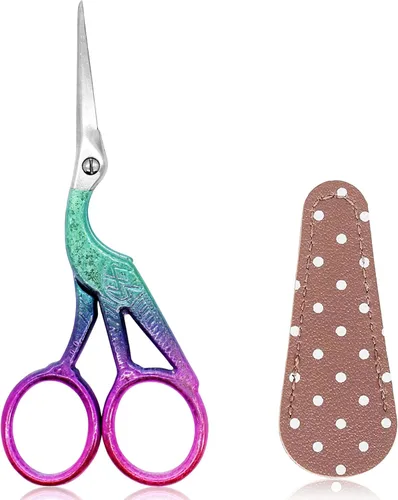 Miniatura 21 de BIHRTC - Tijeras de crochet de 4.5 pulgadas con estuche, tijeras de bordar de acero inoxidable, afiladas para manualidades, costura, hilo, Celadon