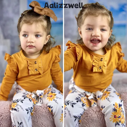 Miniatura 3 de Aalizzwell Traje de otoño para niñas pequeñas con horquilla