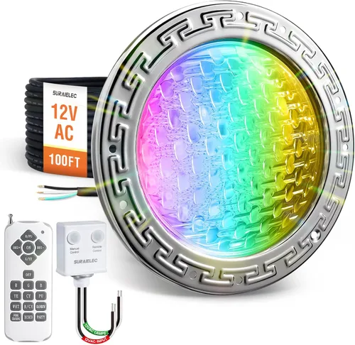 Miniatura 9 de SURAIELEC Luces LED de spa de 6 pulgadas, luces de piscina que cambian de color de 12 V CA para piscina enterrada, luz de spa subacuática
