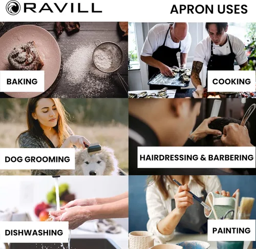 Miniatura 5 de Ravill Delantal impermeable para hombres y mujeres, 2 bolsillos, 35 pulgadas de largo, delantales de trabajo multiusos para lavavajillas, aseo
