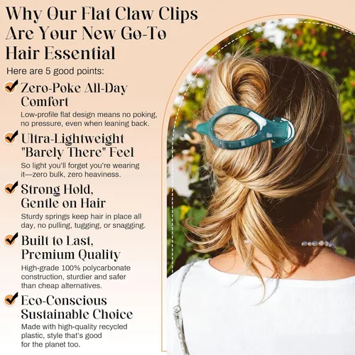 Miniatura 3 de Pinzas de pelo planas francesas para mujer, 6 pinzas planas para cabello fino y grueso, agarre fuerte, agarre antideslizante, pinzas para el cabello
