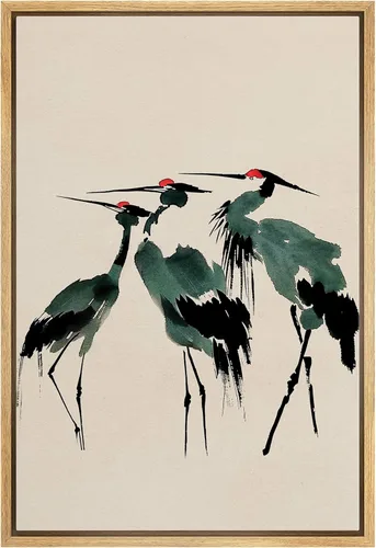 Miniatura 13 de wall26 Lienzo enmarcado para pared, acuarela, azul pastel, garza, galápagos, aves, animales, ilustraciones de naturaleza salvaje, arte moderno