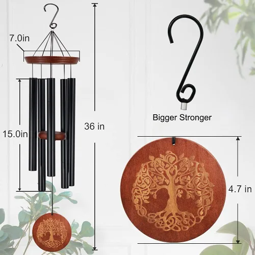 Miniatura 5 de Campanillas de viento para exteriores, campanillas de viento al aire libre para madre y abuela - Gran decoración colgante de jardín con grabado