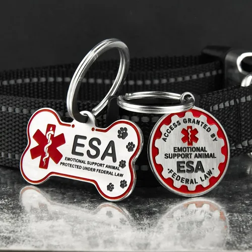 Miniatura 4 de HOPELF Etiqueta ESA personalizada grabada – Etiquetas de animales de apoyo emocional personalizadas para perros y gatos – Insignia de nombre