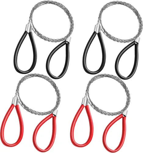 4 piezas de sierra de cable de acero inoxidable, sierra de alambre de metal de mano de bolsillo, herramientas de corte de cuerda de supervivencia de