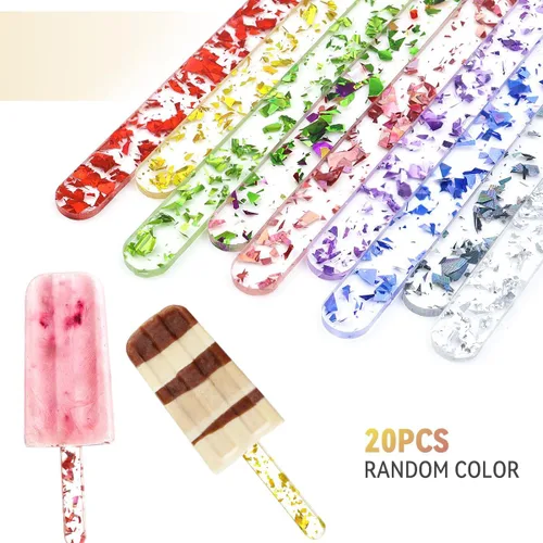 Miniatura 2 de 20 palitos de paletas acrílicas reutilizables de 4.5 pulgadas para hacer paletas de hielo, cake pop, dulces y manualidades (colorido)
