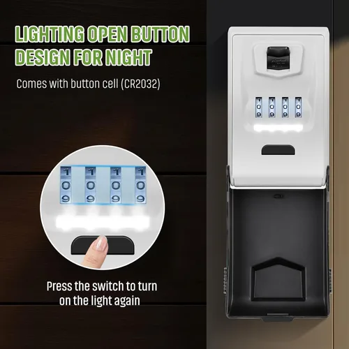 Miniatura 3 de Caja de bloqueo de llave para exterior con diales iluminados, resistente e impermeable, combinación para llaves, caja de almacenamiento de llaves