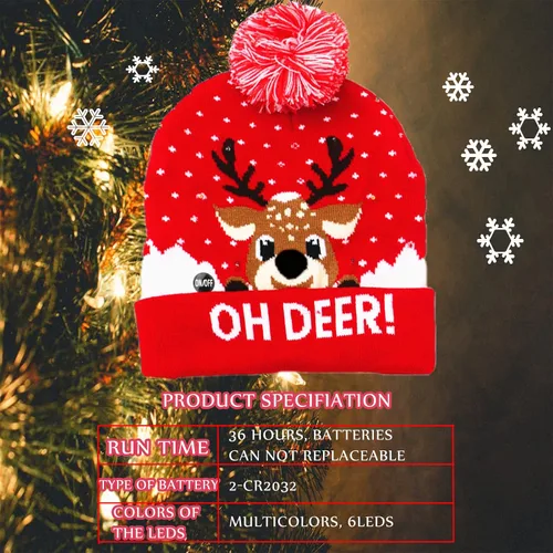 Miniatura 3 de YOEYEZO Gorro de Navidad LED de invierno de punto de ganchillo Beanie Santa Hat para mujeres y hombres