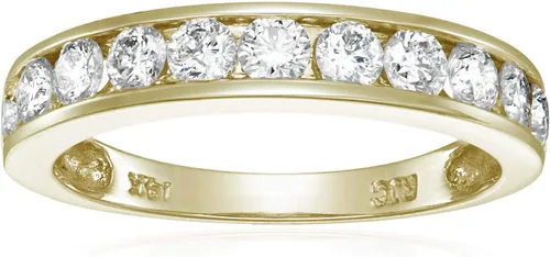 VIR JEWELS Anillo de boda de diamante blanco de 1 cttw a 2 quilates para mujer, juego de canales de oro de 14 quilates, tamaño 4.5-10