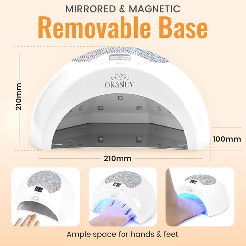 Miniatura 6 de Lámpara de uñas LED UV recargable con diseño de diamante y control táctil, 3 ajustes de temporizador, secado rápido para todos los esmaltes de gel