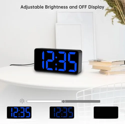 Miniatura 3 de DreamSky Reloj despertador digital pequeño para dormitorio, pantalla de números grandes grandes con atenuador de brillo, reloj eléctrico de mesita