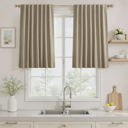 Miniatura 43 de UHITECH Cortinas opacas de 35 pulgadas de largo para sala de estar, 2 paneles, cortina opaca corta para cocina para ventanas pequeñas, cortinas