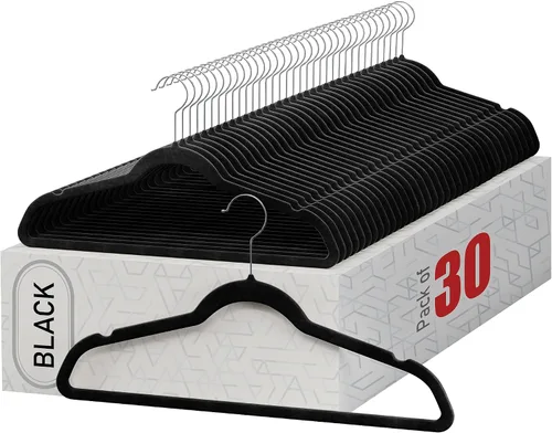 Miniatura 8 de Home-it - Perchas de terciopelo de alta calidad, paquete de 30 perchas antideslizantes para ropa de trajes, color marfil, para armario, chaqueta