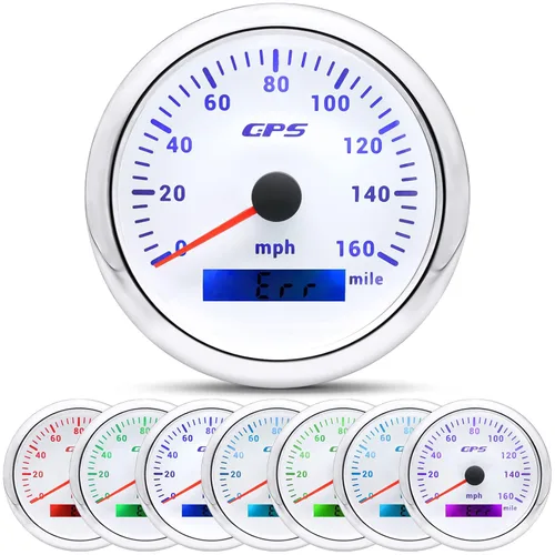 Miniatura 14 de ARTILAURA Velocímetro GPS para embarcaciones de 85 mm 3-3/8" 7 Color 80 MPH, impermeable, 9-32 V para marino, automóvil, motocicleta, camión (blanco)