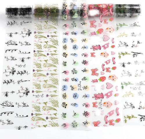 Miniatura 2 de Kit de 10 rollos de calcomanías de transferencia de papel de aluminio para uñas, diseño de pintura de tinta de bambú, láminas de papel de aluminio