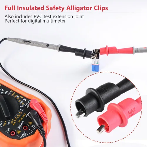 Miniatura 8 de Juego de cables de prueba de multímetro eléctrico con pinzas de cocodrilo, gancho de prueba, sondas de prueba, cables kit profesional 1000V 10A
