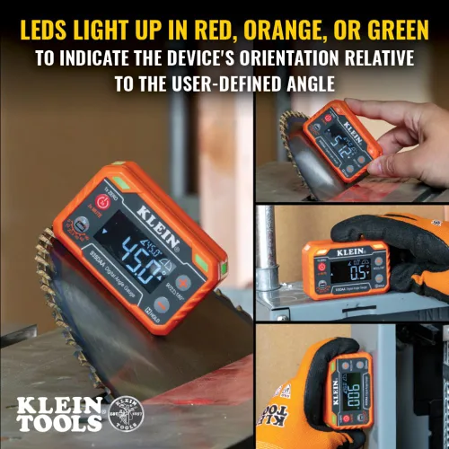 Miniatura 3 de Klein Tools 935DAA Medidor electrónico digital de nivel y ángulo, alerta LED, ángulos de medición y ajuste, rangos de 0-90 y 0-180 grados