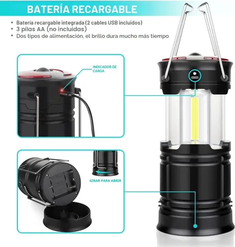 Miniatura 2 de Paquete de 2 linternas esenciales para campamento, linterna LED para cortes de energía, luces de tienda de campaña para emergencia