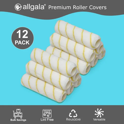 Miniatura 3 de Allgala Cubiertas para rodillos de pintura, paquete de 12 cubiertas de rodillo de pintura sin cobertizos de 9 pulgadas, fundas para siesta de 1/2