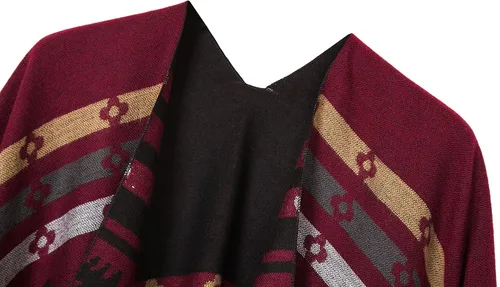 Miniatura 49 de Chales cálidos para mujer, cárdigan con frente abierto, estilo vintage, poncho
