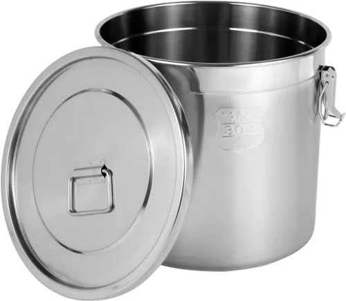 Miniatura 8 de Recipiente hermético de acero inoxidable de 12L/2.64 galones, recipientes de almacenamiento de alimentos con tapa hermética y abrazadera de bloqueo