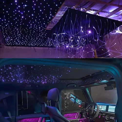 Miniatura 6 de AKEPO Luces de fibra óptica parpadeantes con aplicación RGBW de 16 W, 450 unidades activadas por música de tamaño pequeño, kit de luz de techo
