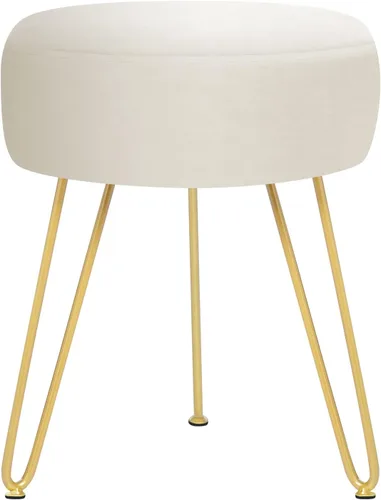 Reposapiés de terciopelo suave y moderno, reposapiés redondo, otomano, con patas de metal dorado y relleno de esponja, reposapiés tapizado, sala de