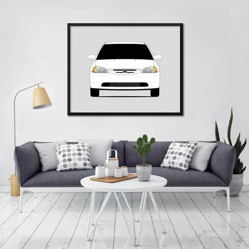 Miniatura 9 de Custom Car Posters Póster hecho a mano compatible con Honda Civic Coupé (2000-2005) de 7ª generación, decoración de pared EX HX LX (EM EP ES UE)