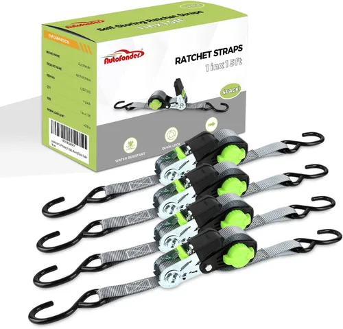 Miniatura 9 de Correa de trinquete NeatStrap con bloqueo de seguridad, ganchos en S de Chromoly - 680 kg de resistencia a la rotura - Correas de trinquete