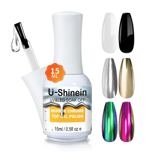 Miniatura 8 de Capa base de 0.5 fl oz para gel de pintura metálica, esmalte base sin limpiar para polvo de uñas cromado, gel de uñas de espejo, fácil de hacer