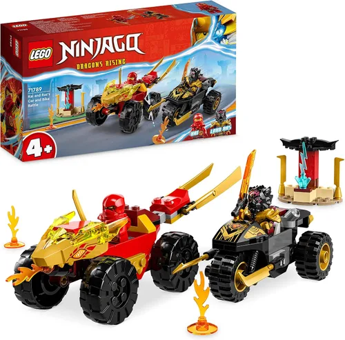 Lego 71789 Ninjago Chase Set con Kais Speedster y Ras 'Motocicleta, Juguete para niños a partir de 4 años, juguete Ninja Car para construcción, Mini