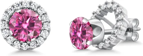 Miniatura 195 de Gem Stone King Aretes redondos de plata de ley 925 de 0.236 in con piedra natal extraíble para mujer