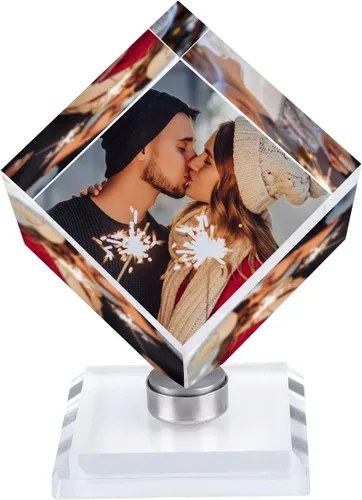 Miniatura 9 de ITODA Marco personalizado con tu foto de corazón personalizado de cristal 3D para boda, cumpleaños, nacimiento del bebé, día de San Valentín Corazón