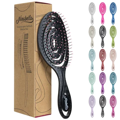 Miniatura 20 de Ninabella Cepillo desenredante para cabello para mujeres y hombres, no tira, cepillos alisadores para cabello liso y rizado, cepillo único en Crema