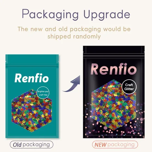 Miniatura 7 de Renfio Rompecabezas holográfico de 1.75 onzas, 1.76 oz, confeti con purpurina, formas de rompecabezas, mezcla de colores, lentejuelas gruesas