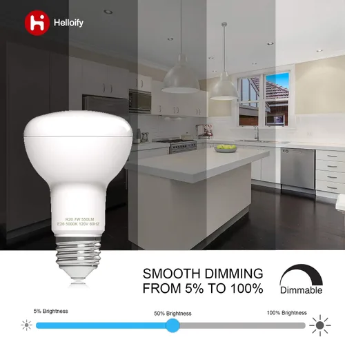 Miniatura 4 de helloify Bombilla LED regulable R20/BR20, 7 W, equivalente a 50 W, luz blanca diurna de 5000 K, 600 lm cada una, lámpara de ahorro de energía