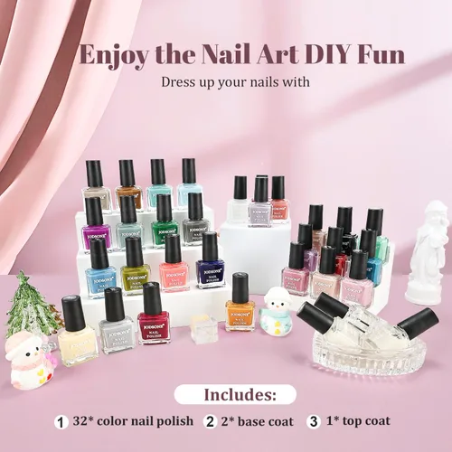 Miniatura 8 de JODSONE Juego de esmaltes de uñas de secado rápido de 32 colores de 0.17 onzas líquidas, juego de esmalte de uñas de San Valentín con 1 capa